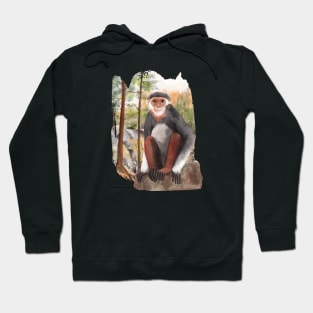 Watercolor monkey sitting and smilling Hoodie